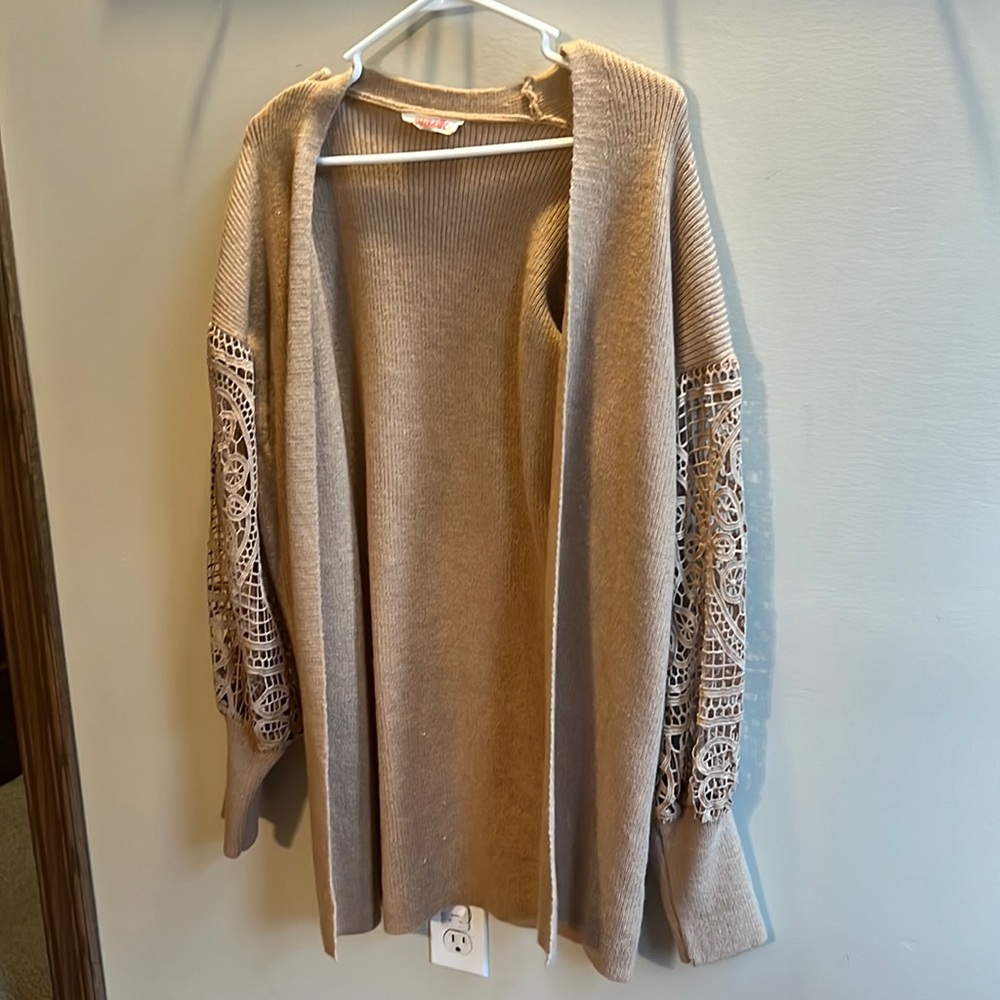 Women's Open Front Long Lantern Sleeve Cardigan